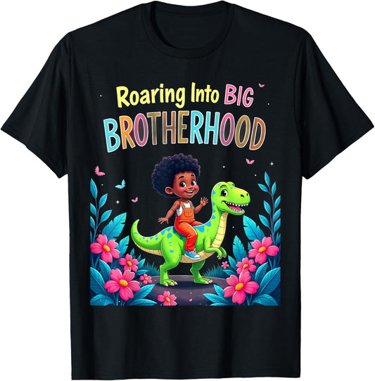 Dinosaur Big Bro Roar Colorful Boy Gender Reveal graphic T-Shirt