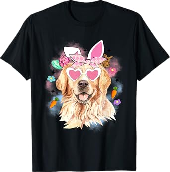 Cute Face Golden Retriever Happy Easter Animal Dog Lover T-Shirt for Men Women