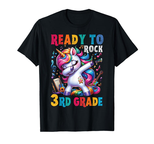 Student back to School 3rd grade Girls Musical Music Unicorn T-Shirt