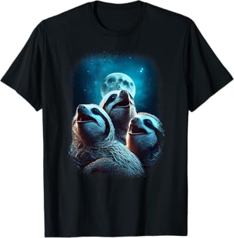 Sloth Howling At The Moon Funny Wild Animal Pet Sloth Lover T-Shirt