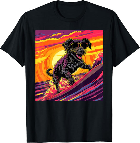 Cool Dog Surfing Summer Vibes Poodle Coton Dog Maltese T-Shirt