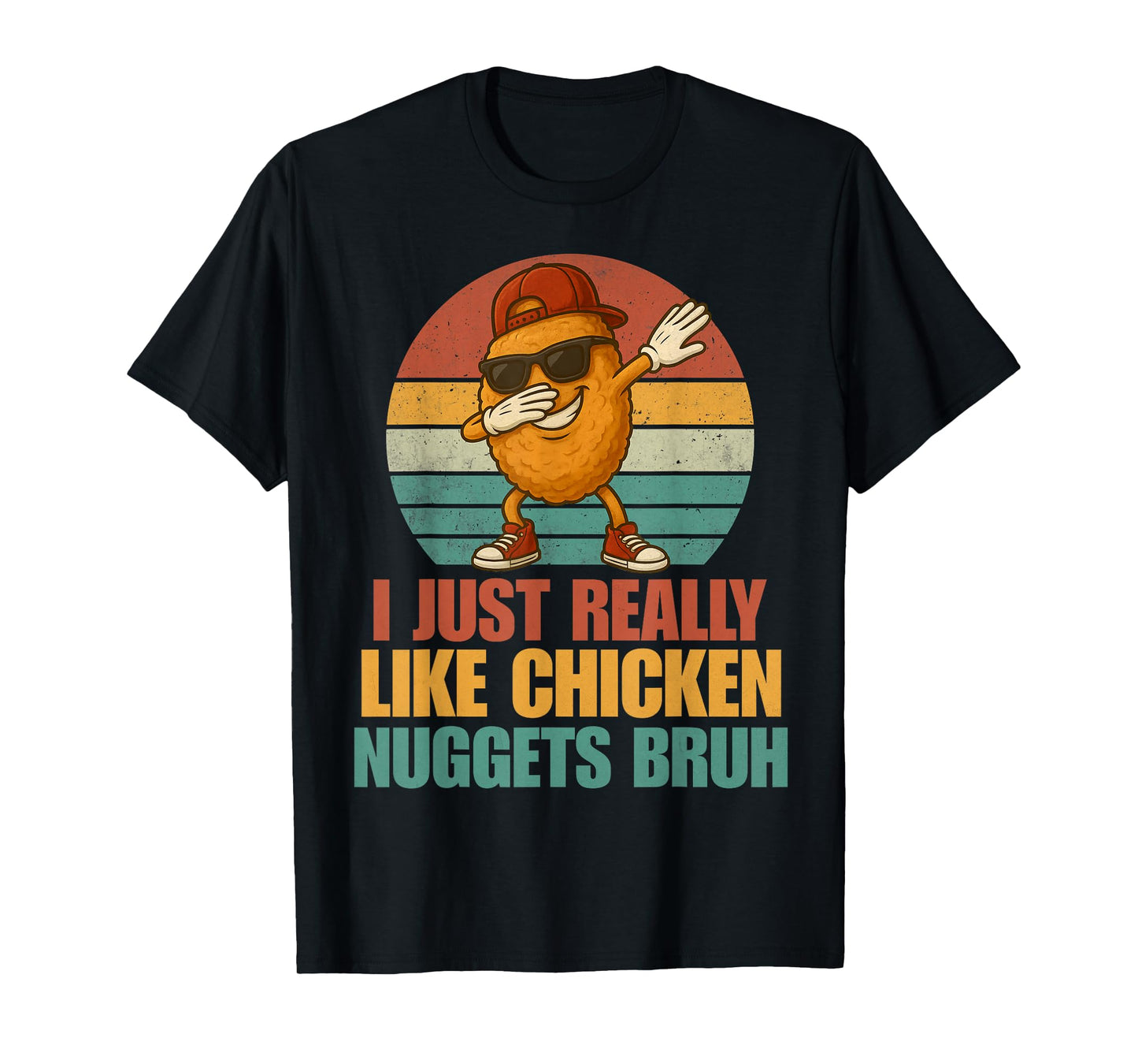 Funny Dabbing Chicken Nugget Bruh Boys Kids Retro Fast Food T-Shirt