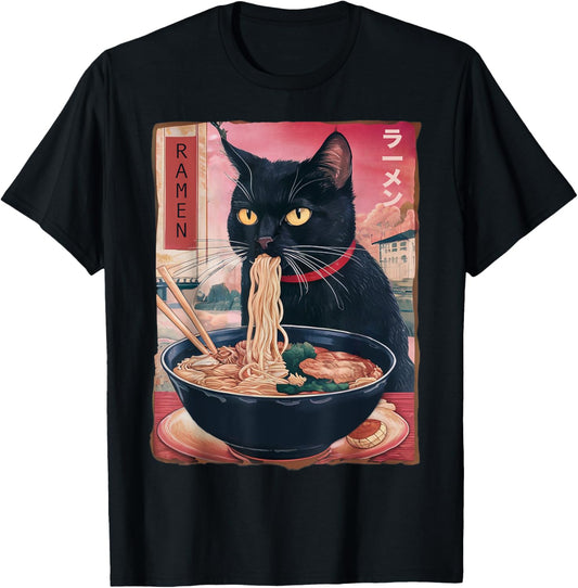 Cat Ramen Noodle Japanese Anime Kawaii Gifts Men Women Kids T-Shirt