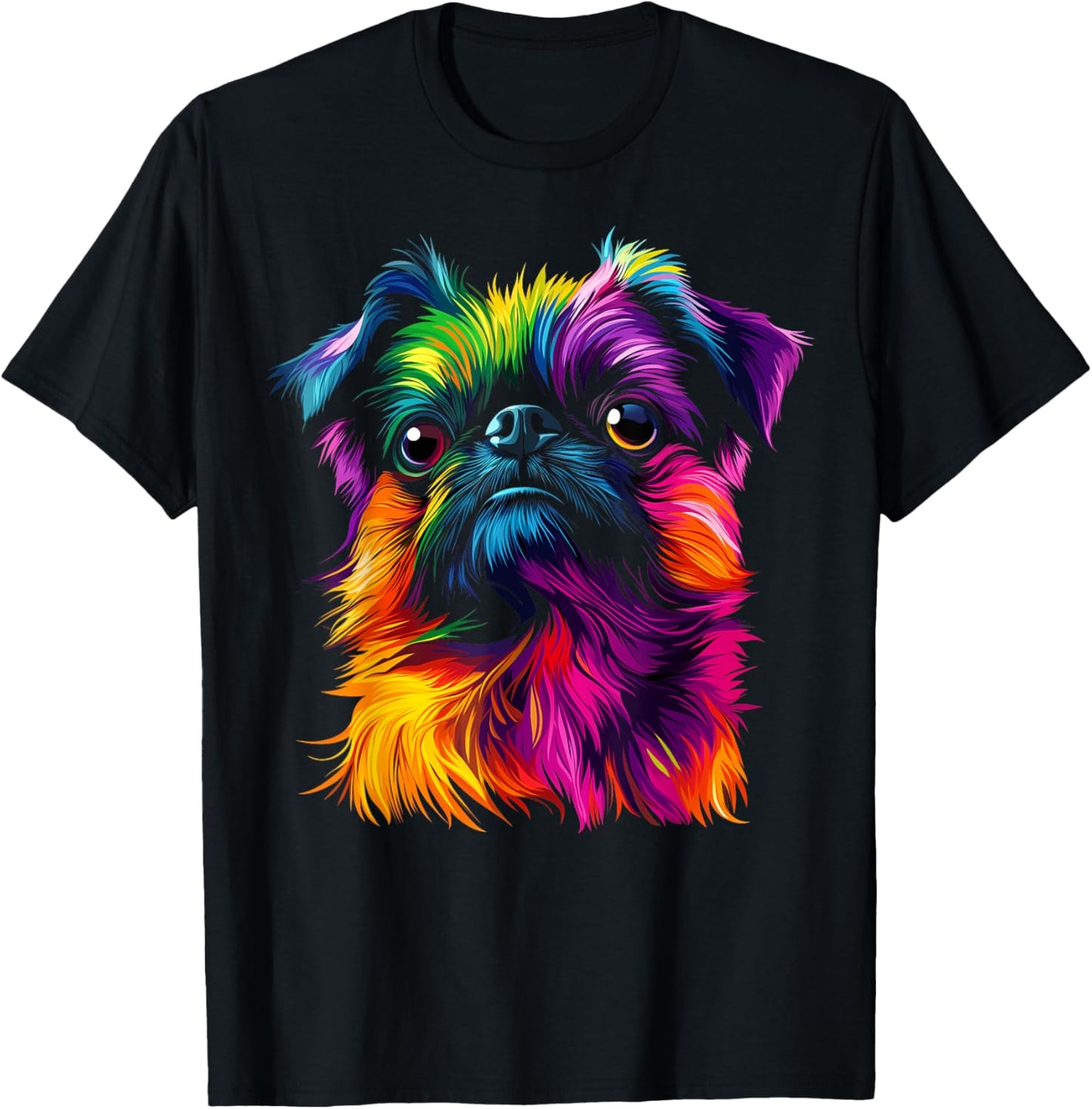 Colorful Brussels Griffon Face Dog Lover Men Women Black T-Shirt