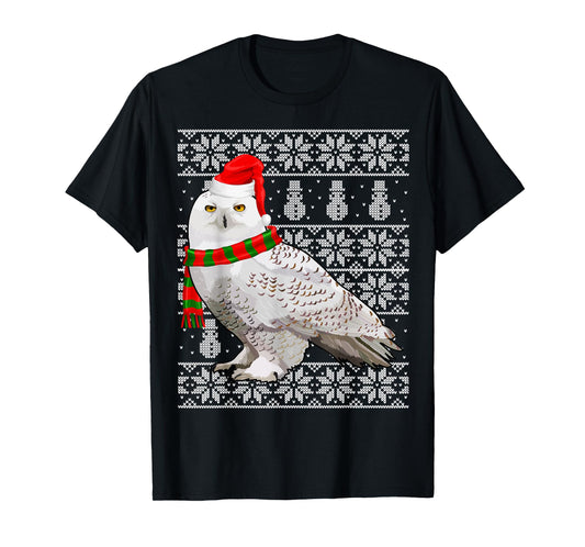Bird Xmas Santa Hat Snowy Owl Ugly Christmas T-Shirt