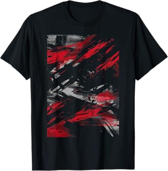 Red And Black Dynamic Splatter Graphic T-Shirt