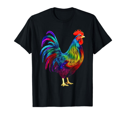 Chicken Colorful Art Animal Graphic Motif Chicken T-Shirt