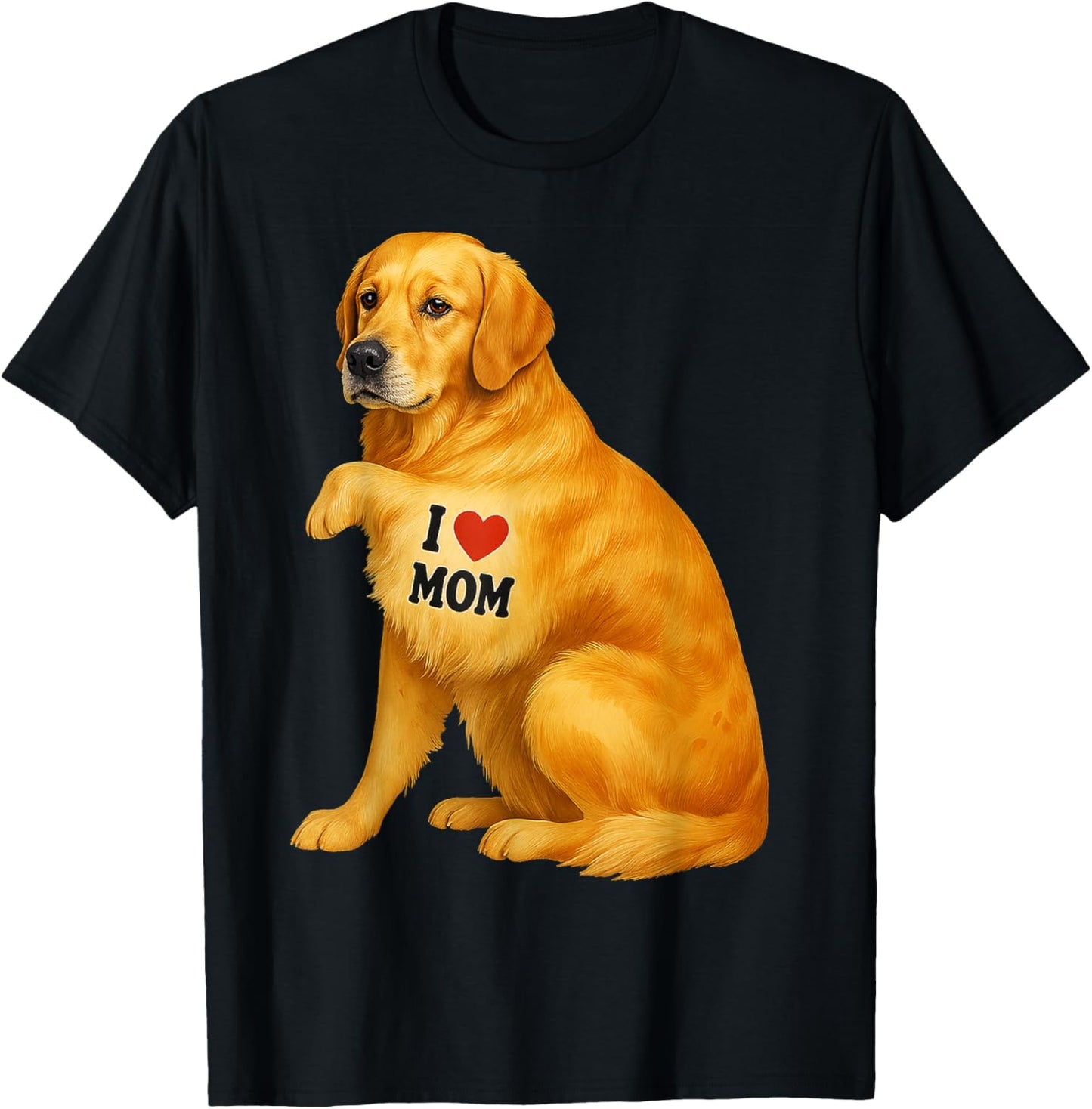 Patriotic I Love Mom Golden Retriever Funny Mama Dog Owner T-Shirt