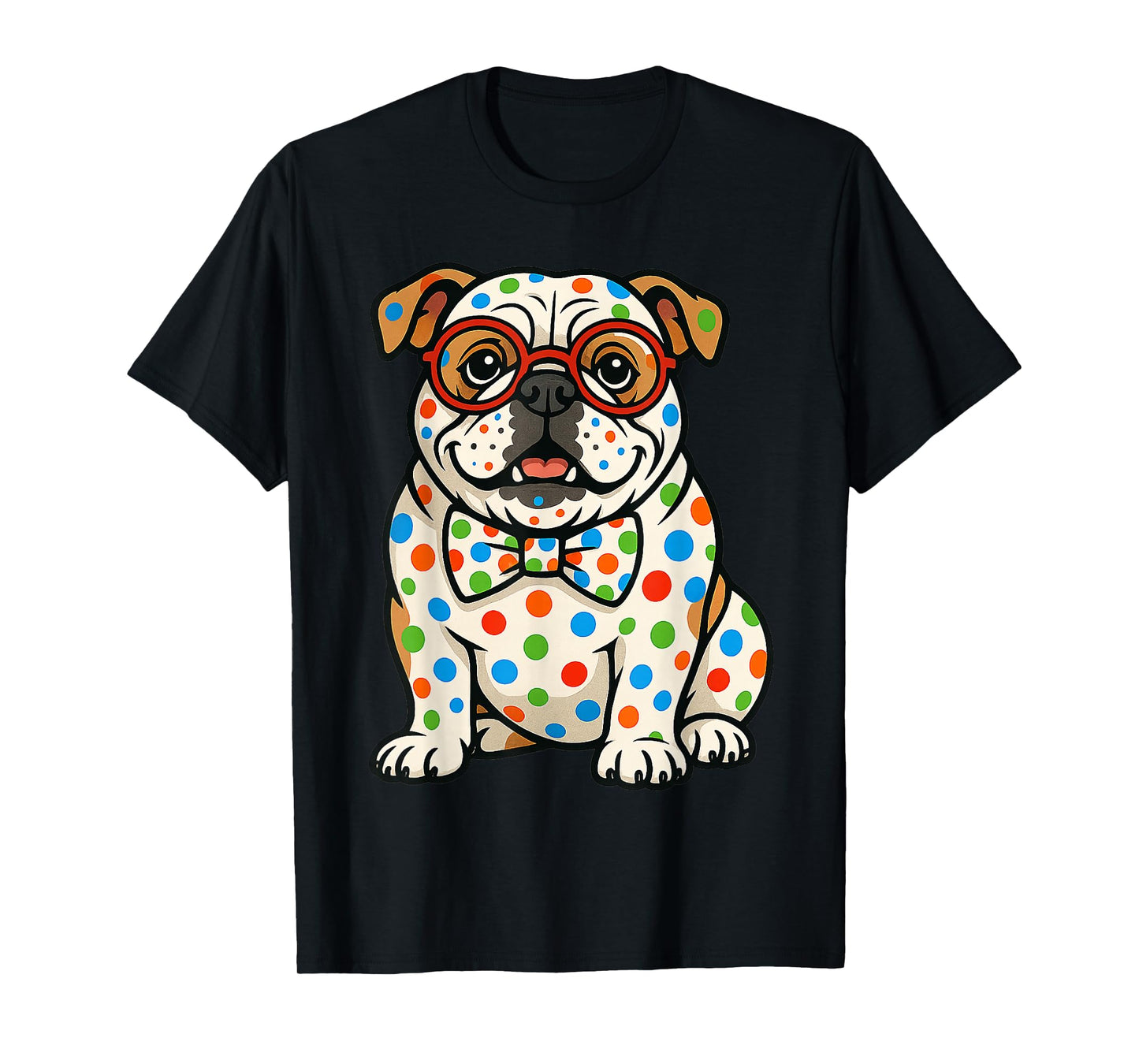 Dot Day Bulldog with Colorful Polka Dots for Kids T-Shirt