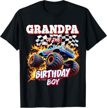 Grandpa of the Birthday Boy Monster Truck Birthday Party T-Shirt