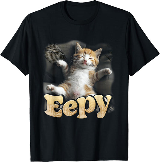 Eeppy Cat Silly Sleepy Cat Meme Kitten Comfortable-Sleeping T-Shirt