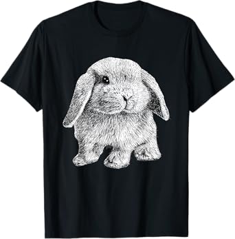 Lop Eared Bunny Rabbit Sitting Cute Drawing T-Shirt