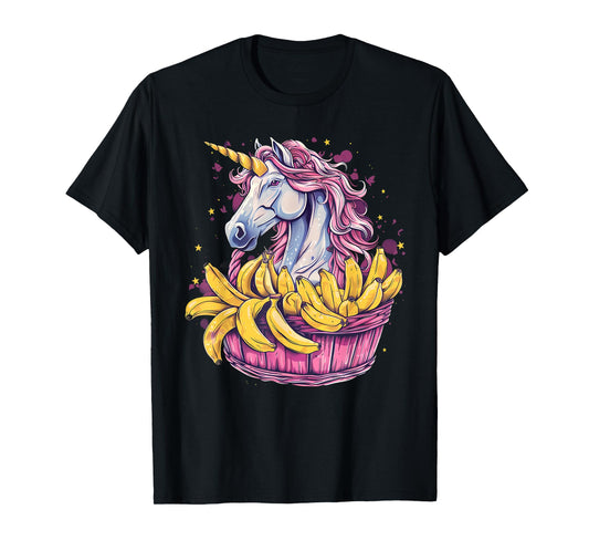 Banana Unicorn Portrait Bananas Fruit Artwork Banana Lover T-Shirt
