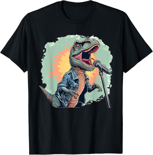 Funny singing dinosaur loves karaoke outfit T-Shirt