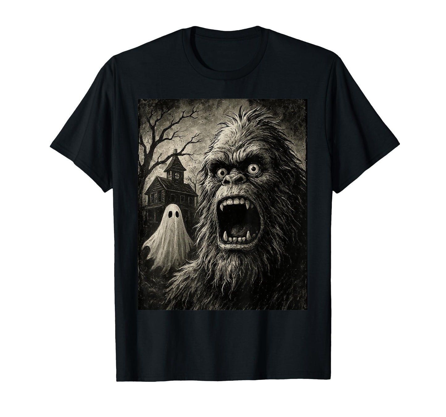 Bigfoot Halloween Funny Sasquatch Ghost Men Boy Kids Bigfoot T-Shirt
