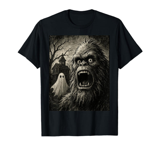 Bigfoot Halloween Funny Sasquatch Ghost Men Boy Kids Bigfoot T-Shirt