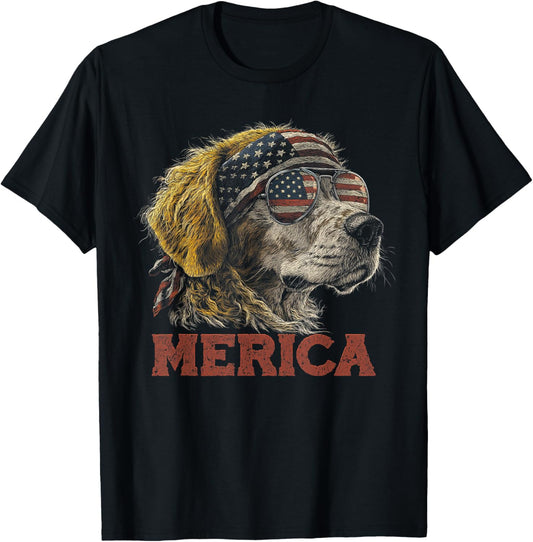 Beagle Dog - Patriotic USA 4th of July American Flag Funny T-Shirt