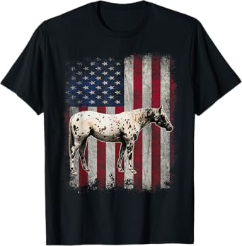 Appaloosa Horse Patriotic American Flag Vintage Horseback Women Kids Men T-Shirt