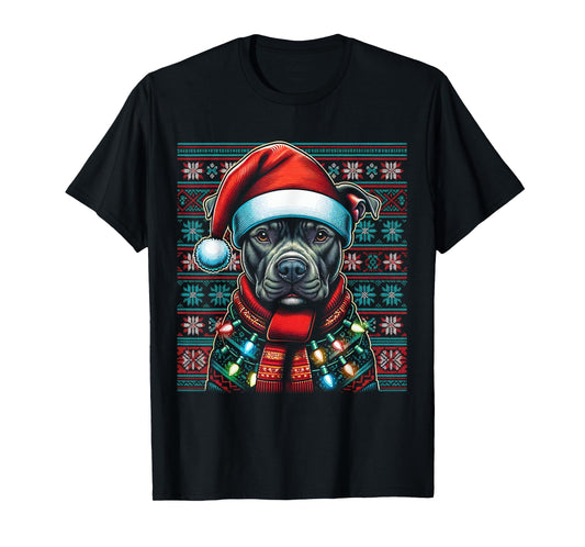 Christmas Pit bull Xmas Pit Bull Mom Dog Lover Santa Womens T-Shirt