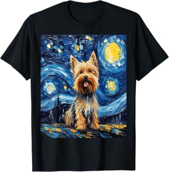 Funny dog art painting dog Lover Starry Night dog Van Gogh T-Shirt