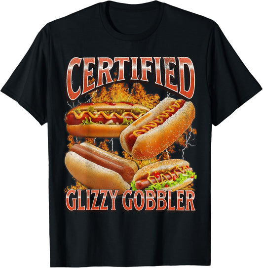 Glizzy Gobbler Funny Wiener Hot Dog Meme Bootleg Graphic T-Shirt