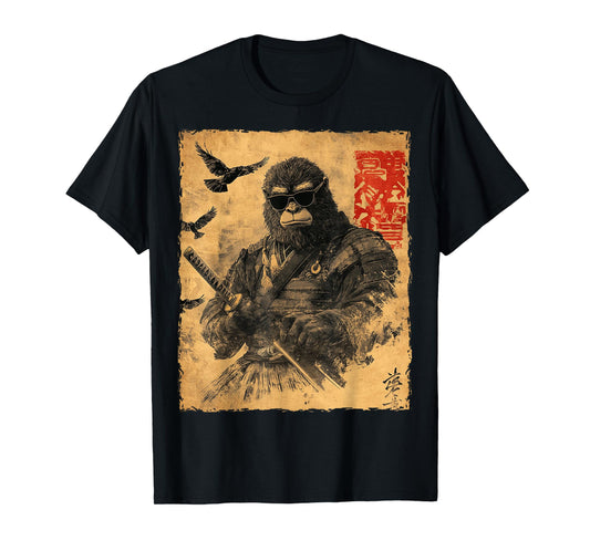Bigfoot Sasquatch Samurai Sunglasses Japanese Warrior Anime T-Shirt