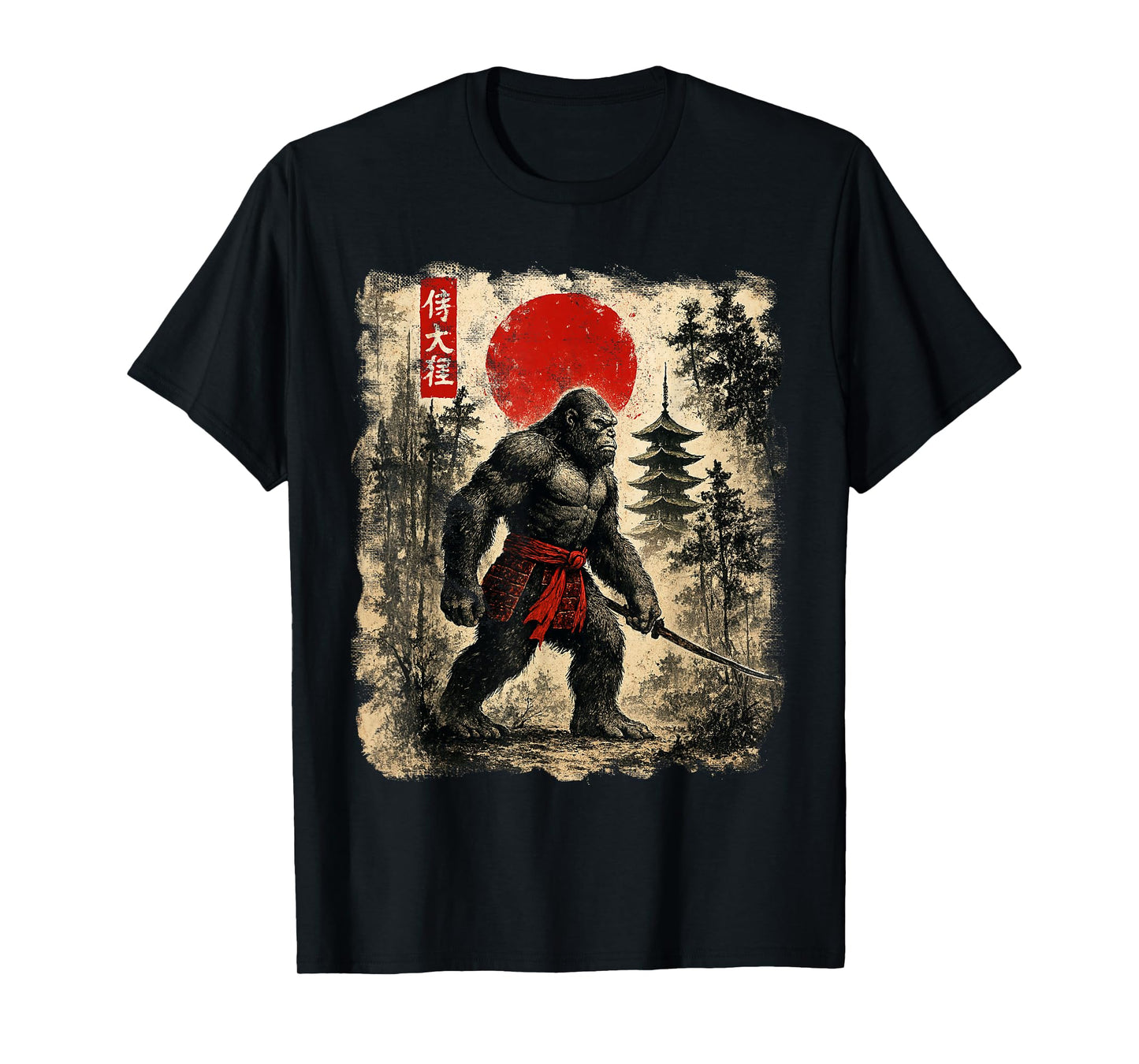 Samurai Bigfoot Japanese Vintage Graphic Ukiyo-e Art T-Shirt