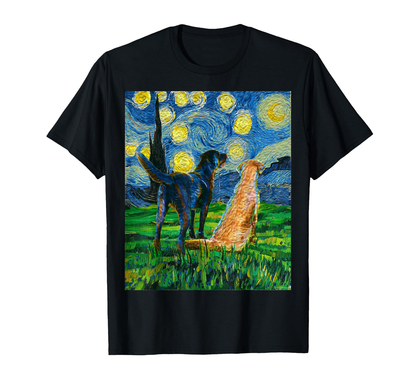 Gift for Labrador Retriever Owner Dog Lover Art Van Gogh T-Shirt for Men Women
