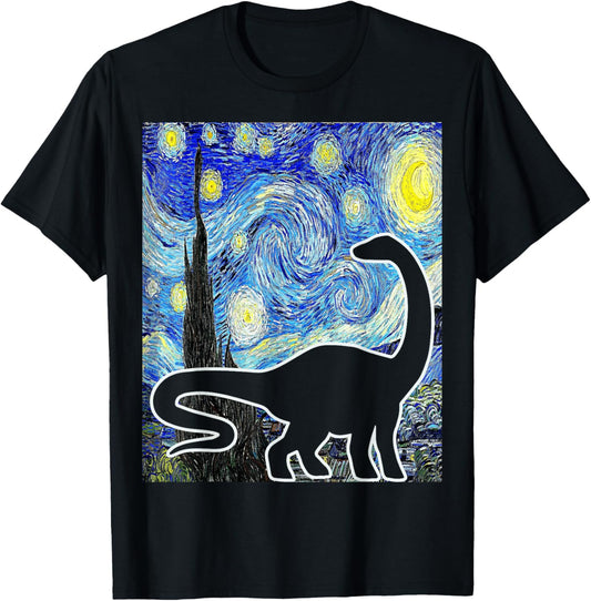 Dinosaur Starry Night Diplodocus Funny Paleontologist T-Shirt