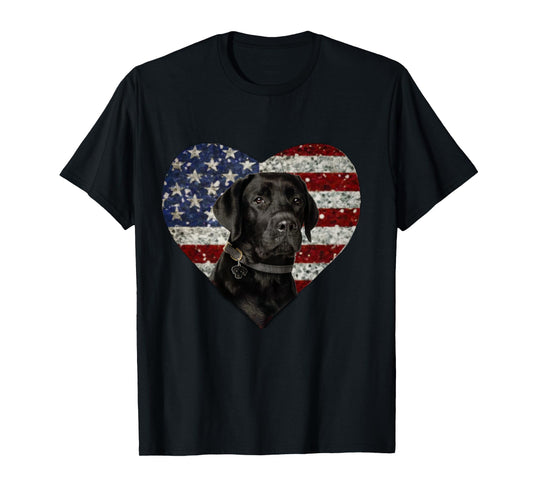 American Black Labrador USA Flag Lab Long Sleeve T-Shirt