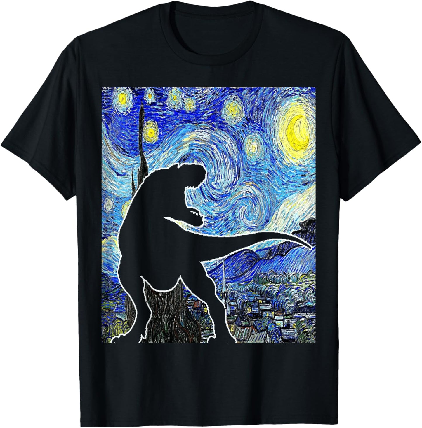 Dinosaur Starry Night T Rex Van Gogh Funny Paleontologist T-Shirt
