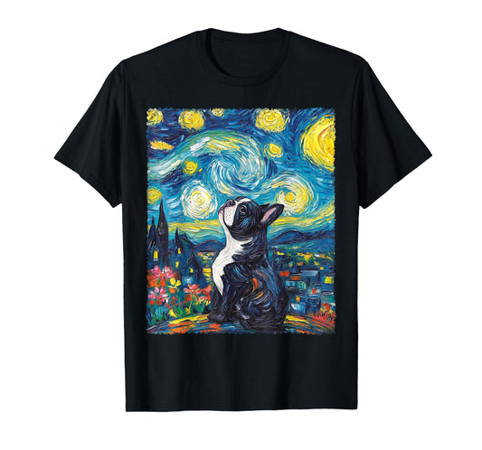 Van Gogh Starry Night French Bulldog T-Shirt
