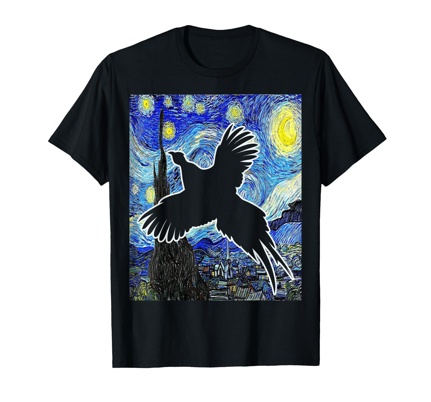 Pheasant Starry Night Pheasant Hunting Painting T-Shirt
