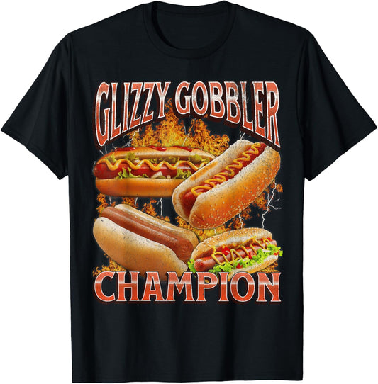 Glizzy Gobbler Funny Wiener Hot Dog Meme Bootleg Graphic T-Shirt