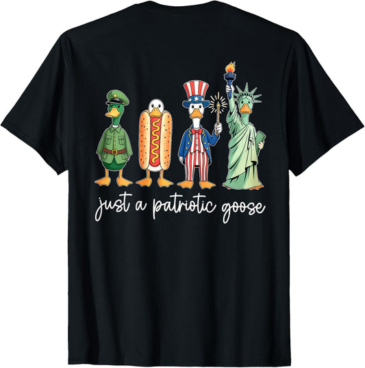 Funny Goose Dressed as Statue of Liberty - On Back T-Shirt