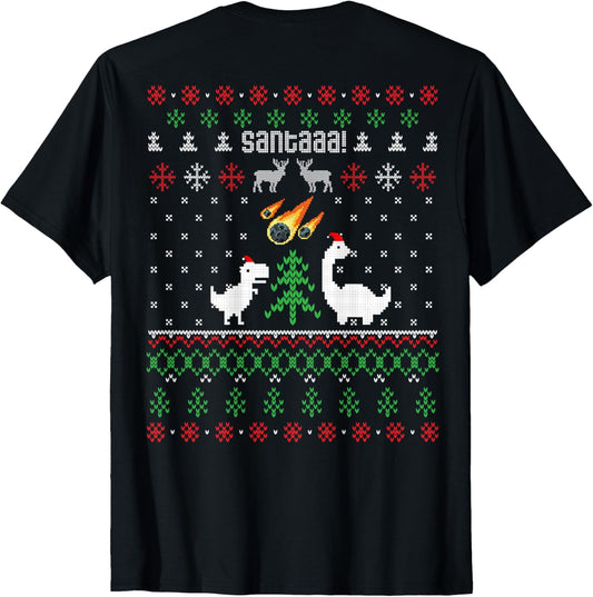 Santaaaa Dinosaur Ugly Christmas Sweater Funny T-Shirt