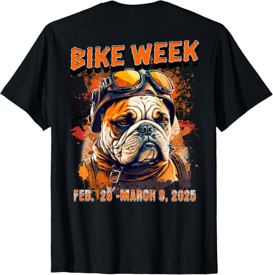 BIKE WEEK 2025 84TH ANNUAL - THE RALLY DOG WITH ART ON BACK T-Shirt