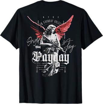 RTUZ Hip Hop Vintage Edgy Urban Y2K Back Print T-Shirt - Unisex-Adults-Kids, Black, Small