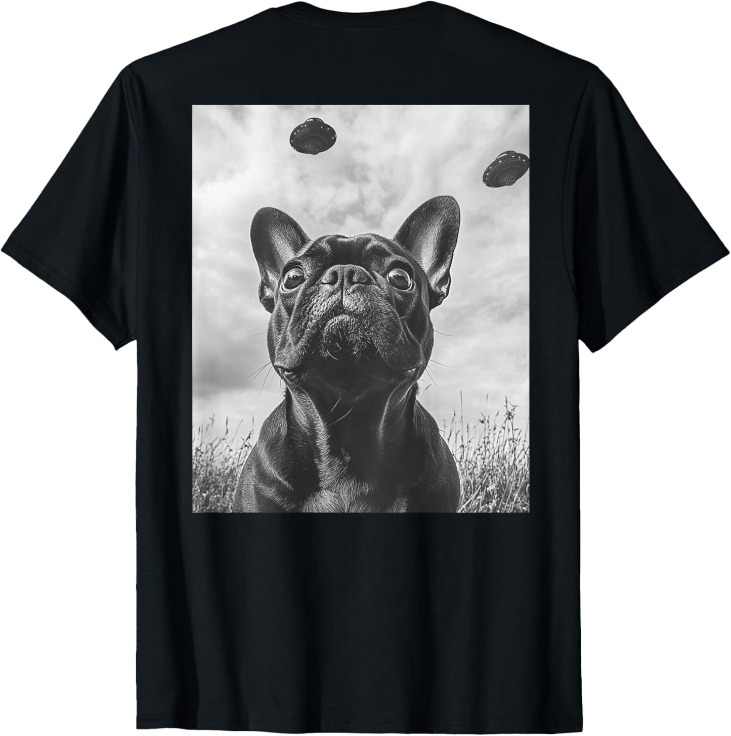 Funny graphic French Bulldog Frenchie UFO Alien Funny weird T-Shirt