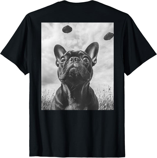 Funny graphic French Bulldog Frenchie UFO Alien Funny weird T-Shirt