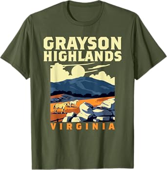 Grayson Highlands State Park Virginia Retro Horses Design T-Shirt