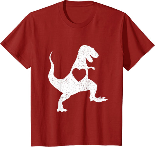 Boys Valentines Day Dinosaur Toddler Heart Baby Girl Vintage T-Shirt