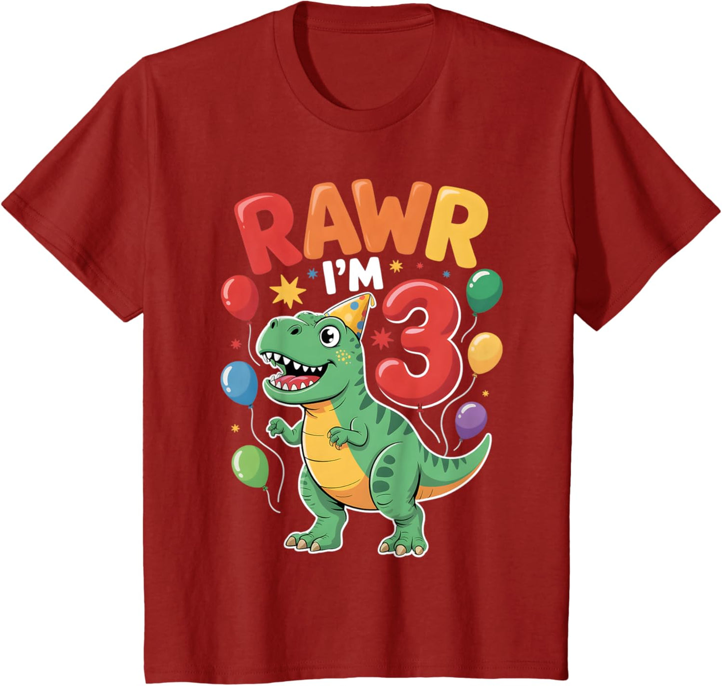 Rawr I'm 3 Dinosaur 3 Years Old Boys Cute T Rex 3rd Birthday T-Shirt