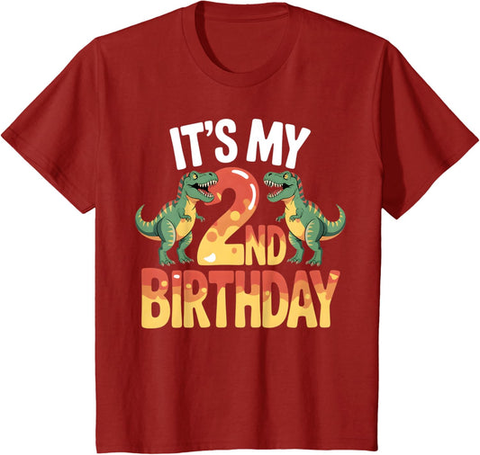 It's My 2nd Birthday Dinosaur T Rex 2 Years Old Toddler Boys T-Shirt