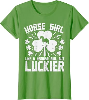 St Patricks Day Horse Girl Luckier Saint Pattys Paddys Women T-Shirt