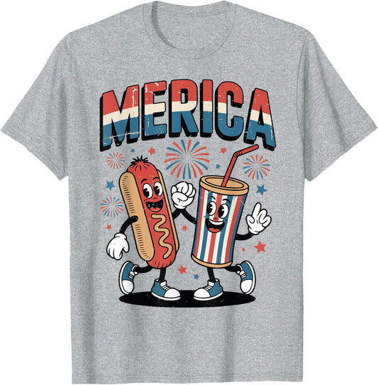 Boy Merica 4th July Hot-Dog American Flag Patriotic Toddler T-Shirt
